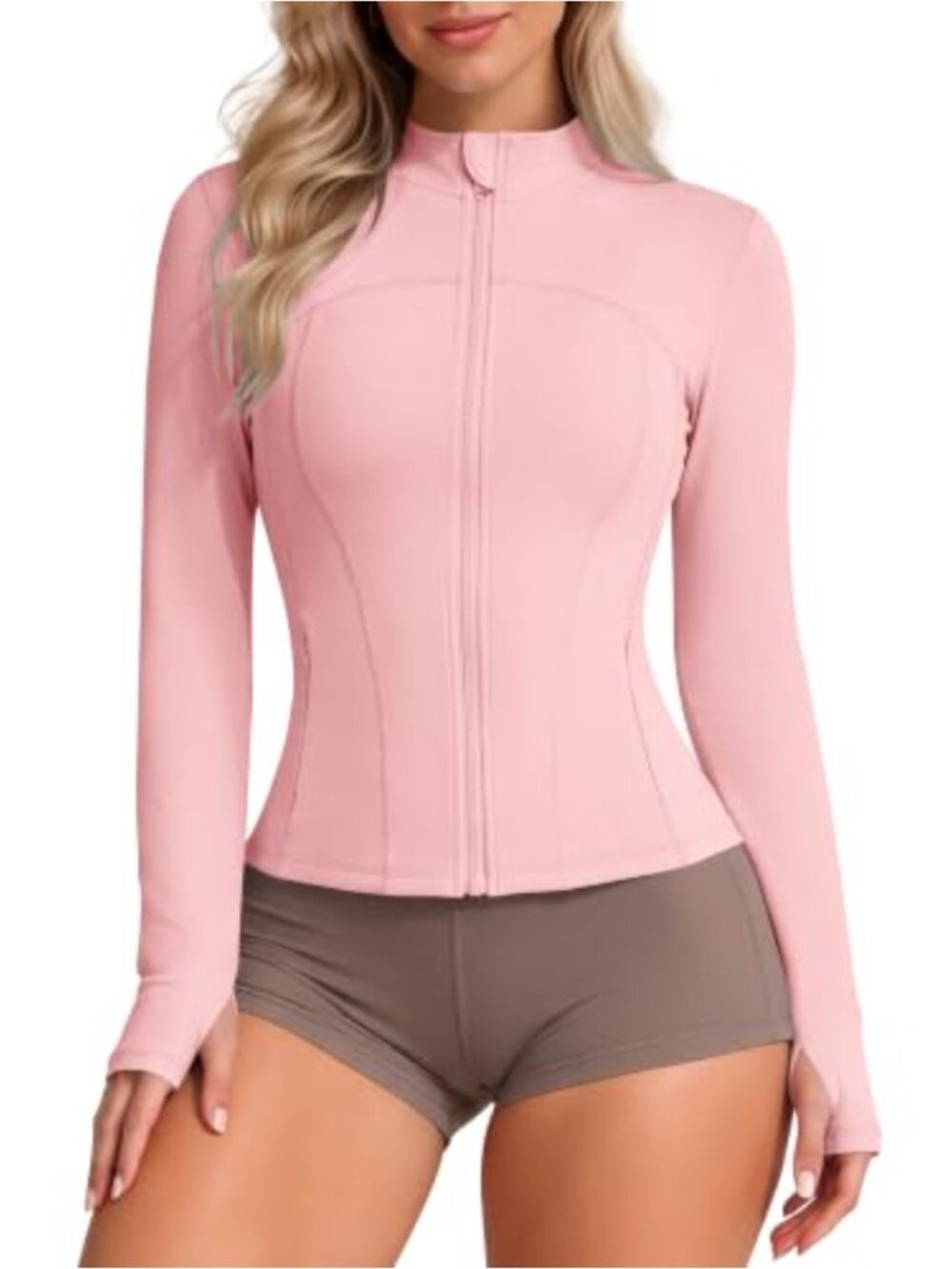 Women's Full Zip Athletic Running Jacket with Pockets Thumb Holes